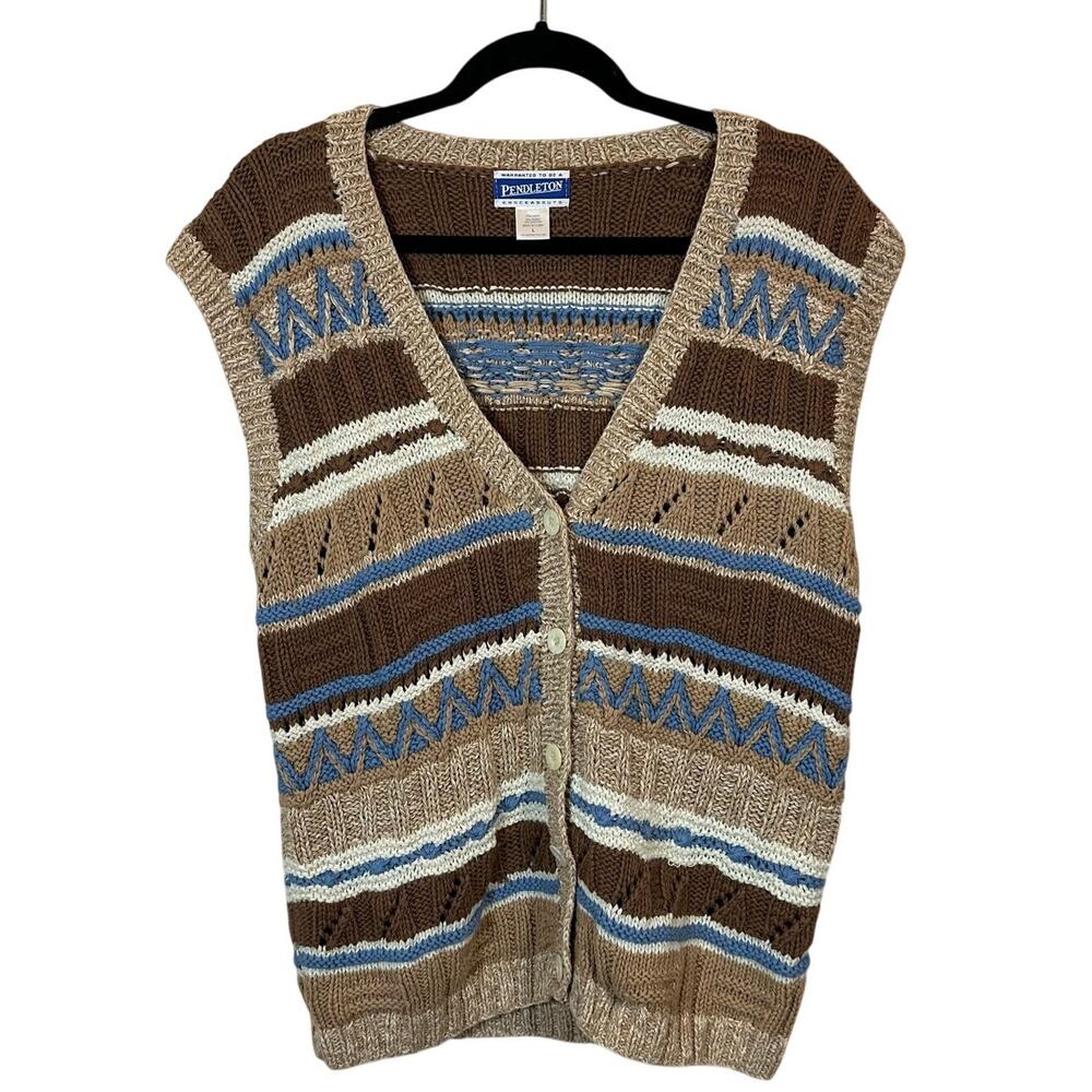 Vintage Pendleton Knockabouts Sweater Vest L Southwestern Geometric 1980s-90s